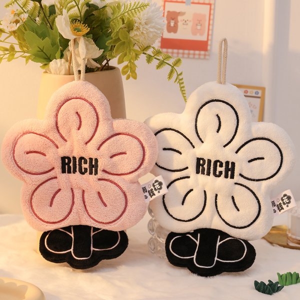 有钱花珊瑚绒加厚擦手巾厨房挂式两用毛巾吸水速干方巾不掉毛