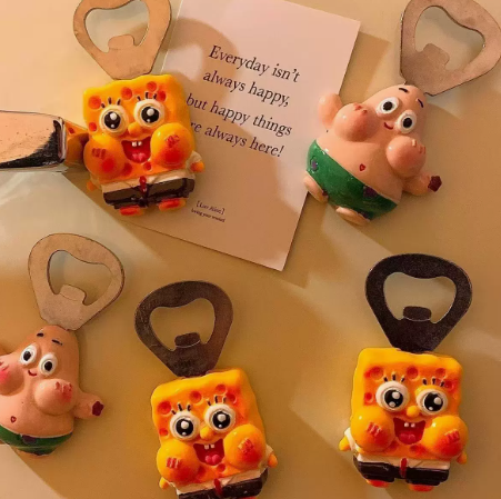 家用海绵宝宝网红冰箱贴卡通装饰品开瓶盖神器起子